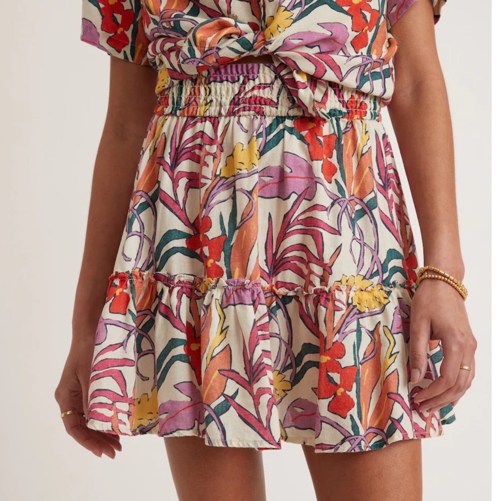 Marine Layer Sofie Smocked Mini Skirt in Tropical Floral NWT size S